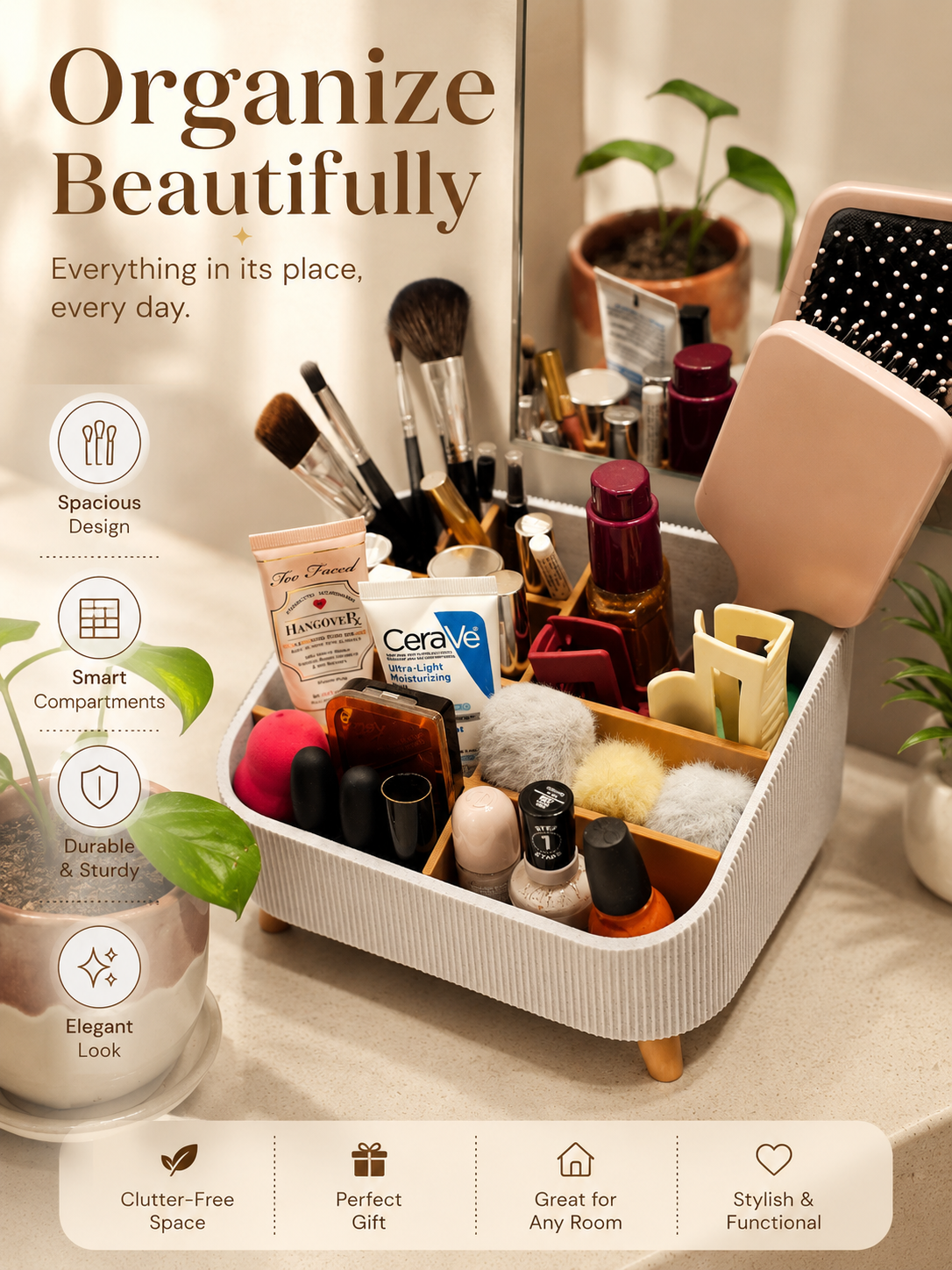 Minimalist Makeup Organizer with Legs