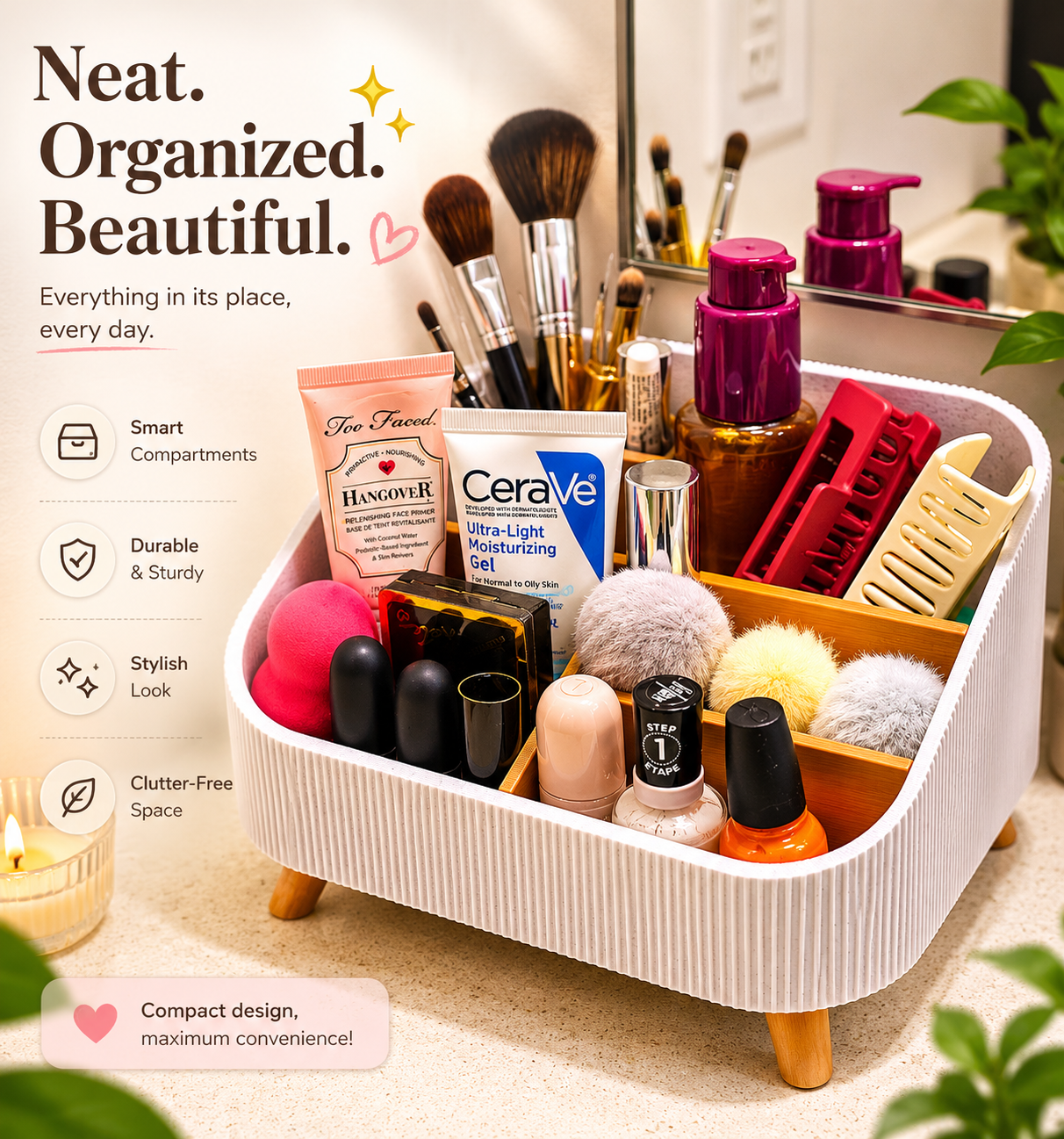 Minimalist Makeup Organizer with Legs