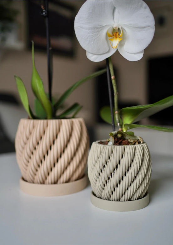 Orchid Planter with Drip Tray | Modern Ventilated Orchid Pot